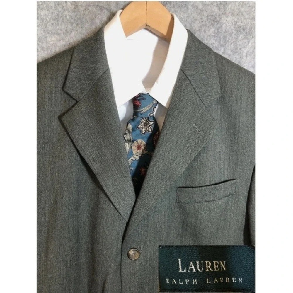 Lauren Ralph Lauren Blazer Mens 44R Gray 100% Wool Sport Coat Jacket Classic
